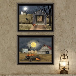 HomeRoots Set of Two Framed Halloween Wall Art Prints - Rustic Country Decor for Cozy Autumn Touches 571917