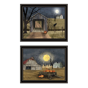 HomeRoots Set of Two Framed Halloween Wall Art Prints - Rustic Country Decor for Cozy Autumn Touches 571917