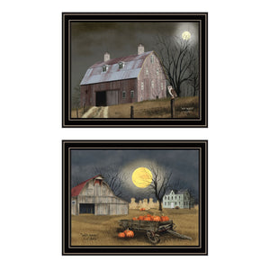 HomeRoots Set of Two Autumn Moonlit Nights Framed Wall Art - Elegant Landscape Decor for Chic Interiors 571919