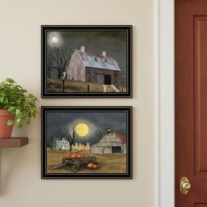 HomeRoots Set of Two Autumn Moonlit Nights Framed Wall Art - Elegant Landscape Decor for Chic Interiors 571919