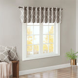 Madison Park Saratoga Modern/Contemporary Fretwork Print Grommet Top Window Valance MP41-2020 Grey/White