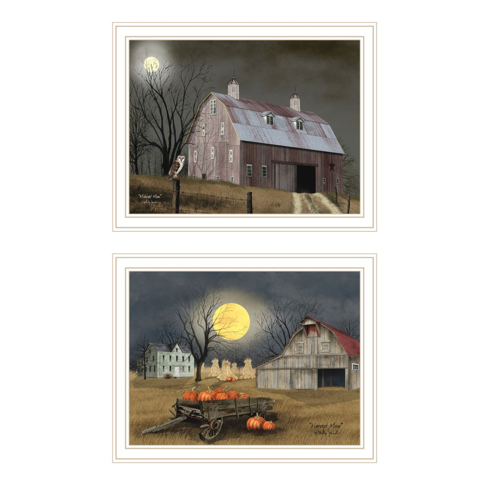 HomeRoots Set of Two Autumn Moonlit Nights Wall Art - Elegant Framed Decor for Living Room & Bedroom Spaces 571920