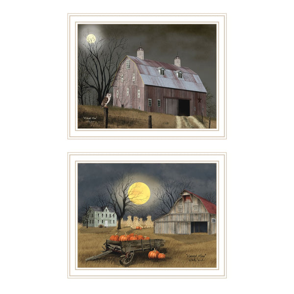 HomeRoots Set of Two Autumn Moonlit Nights Wall Art - Elegant Framed Decor for Living Room & Bedroom Spaces 571920