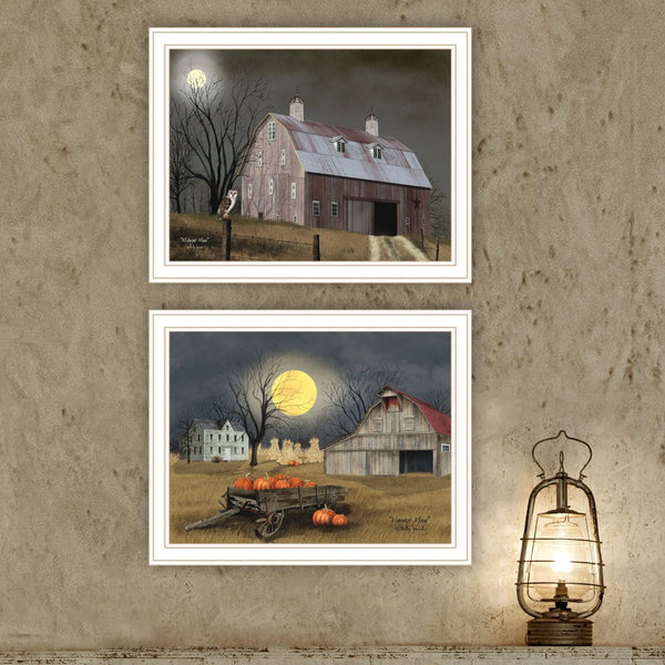HomeRoots Set of Two Autumn Moonlit Nights Wall Art - Elegant Framed Decor for Living Room & Bedroom Spaces 571920