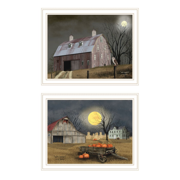 HomeRoots Set of Two Autumn Moonlit Nights Wall Art - Elegant Framed Decor for Living Room & Bedroom Spaces 571920