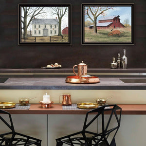 HomeRoots Set of Two Timeless Early American Homestead Black Framed Prints for Classic Home Décor Style 571921