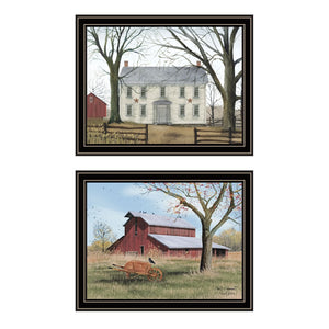 HomeRoots Set of Two Timeless Early American Homestead Black Framed Prints for Classic Home Décor Style 571921