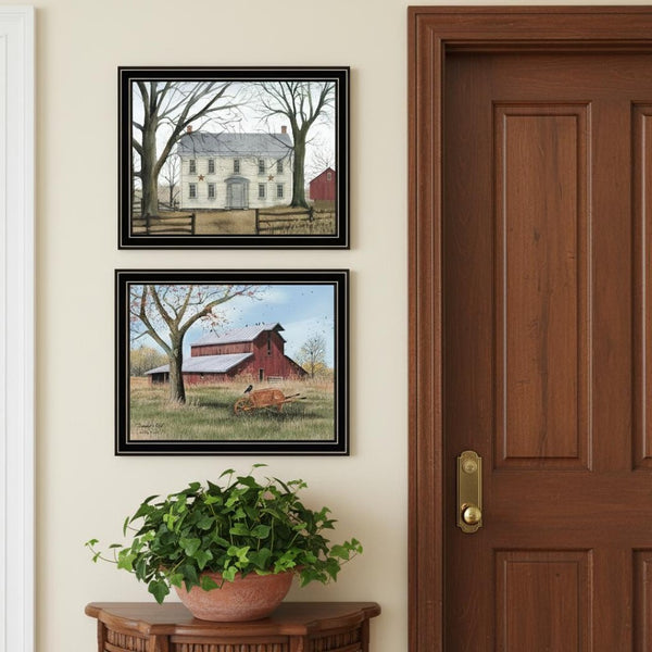 HomeRoots Set of Two Timeless Early American Homestead Black Framed Prints for Classic Home Décor Style 571921