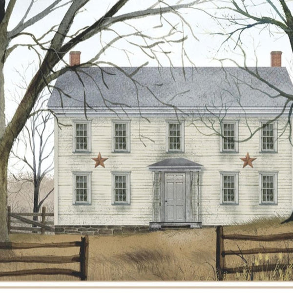 HomeRoots Set of Two Early American Homestead Prints in White Frames – Timeless Décor for Any Space! 571922