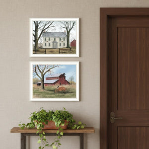 HomeRoots Set of Two Early American Homestead Prints in White Frames – Timeless Décor for Any Space! 571922