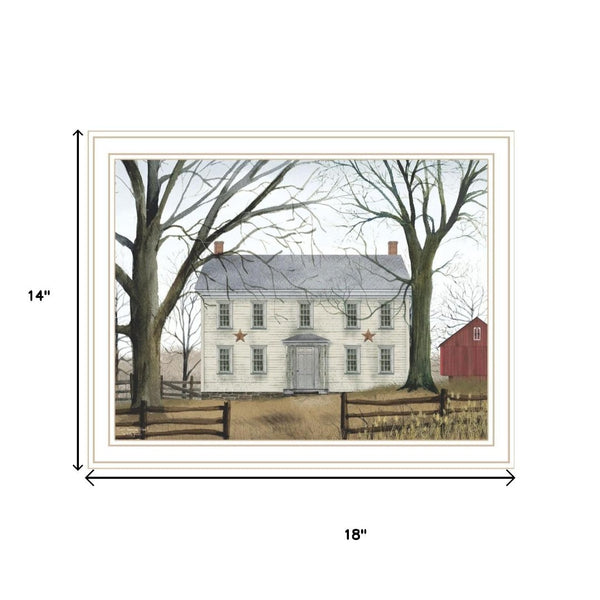 HomeRoots Set of Two Early American Homestead Prints in White Frames – Timeless Décor for Any Space! 571922