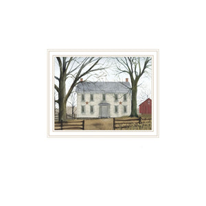 HomeRoots Set of Two Early American Homestead Prints in White Frames – Timeless Décor for Any Space! 571922