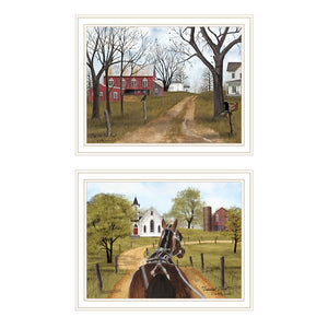 HomeRoots Set of Two Framed Wall Art Prints - "Sunday Drive" & "The Old Dirt Road" - Timeless Decor 571924