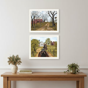 HomeRoots Set of Two Framed Wall Art Prints - "Sunday Drive" & "The Old Dirt Road" - Timeless Decor 571924