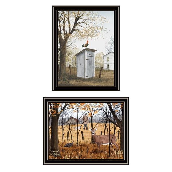 HomeRoots Set of Two Country Living Black Framed Wall Art Prints - Rustic Charm with Modern Elegance 571929
