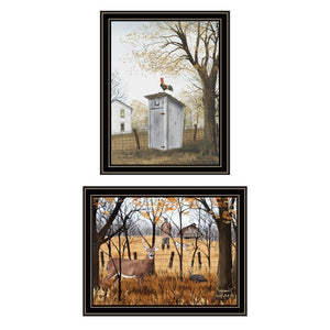HomeRoots Set of Two Country Living Black Framed Wall Art Prints - Rustic Charm with Modern Elegance 571929