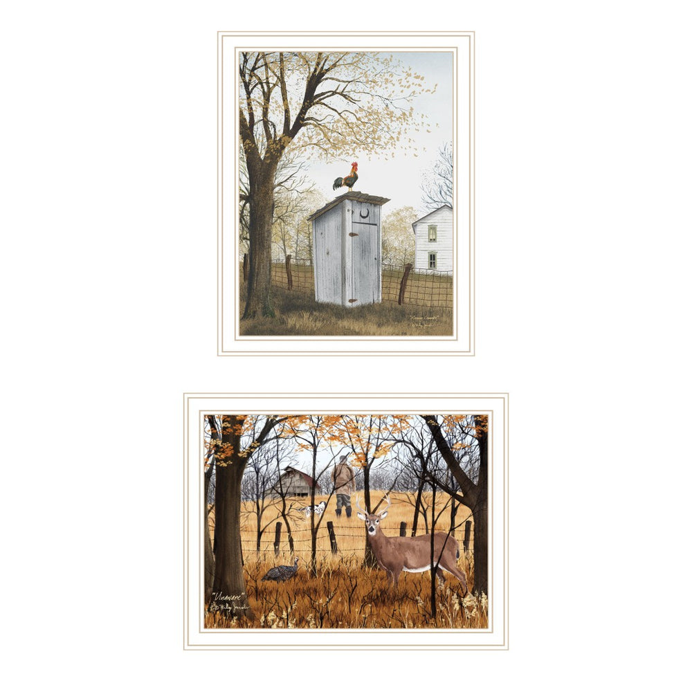 HomeRoots Set of Two Country Living White Framed Wall Art - Timeless Farmhouse Decor for Cozy Interiors 571930
