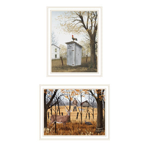 HomeRoots Set of Two Country Living White Framed Wall Art - Timeless Farmhouse Decor for Cozy Interiors 571930
