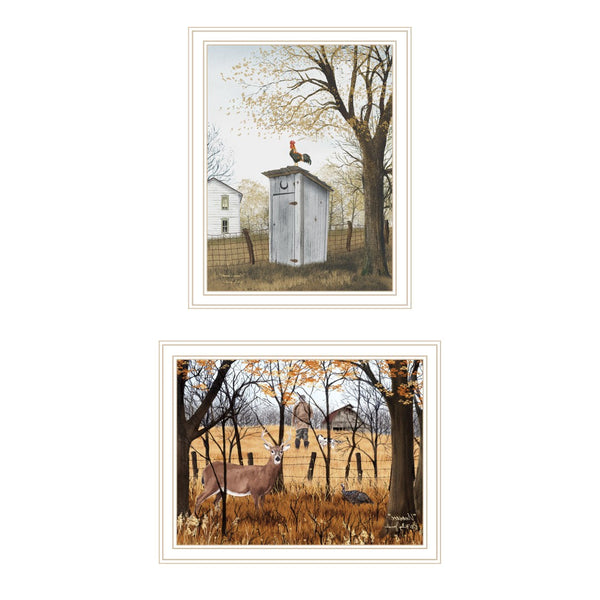 HomeRoots Set of Two Country Living White Framed Wall Art - Timeless Farmhouse Decor for Cozy Interiors 571930