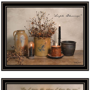 HomeRoots Set of Two Simple Blessings Black Framed Wall Art - Elegant Prints for Modern & Timeless Decor 571933
