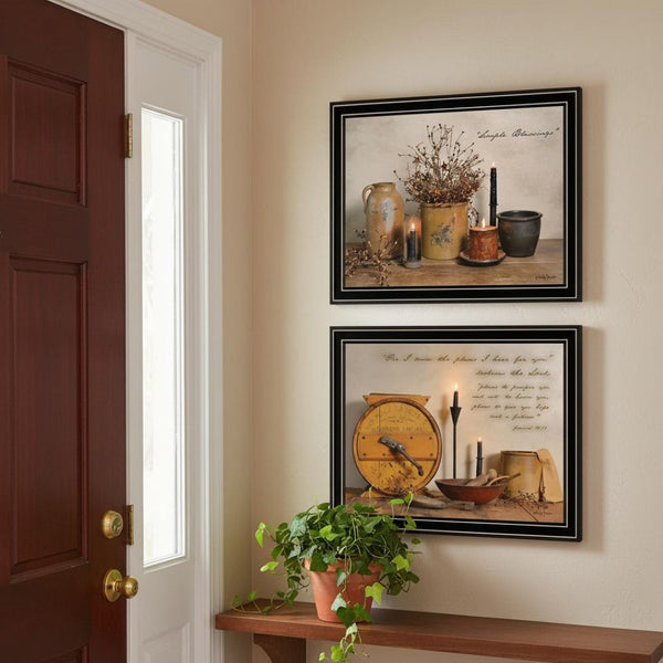 HomeRoots Set of Two Simple Blessings Black Framed Wall Art - Elegant Prints for Modern & Timeless Decor 571933