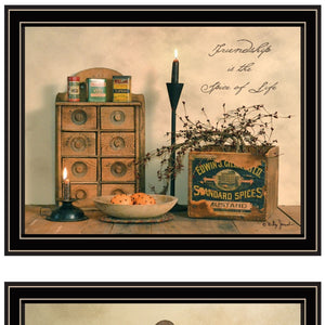HomeRoots Set of Two Stylish Friendship Wall Art in Black Frames - Perfect for Home Decor & Personal Touch 571935
