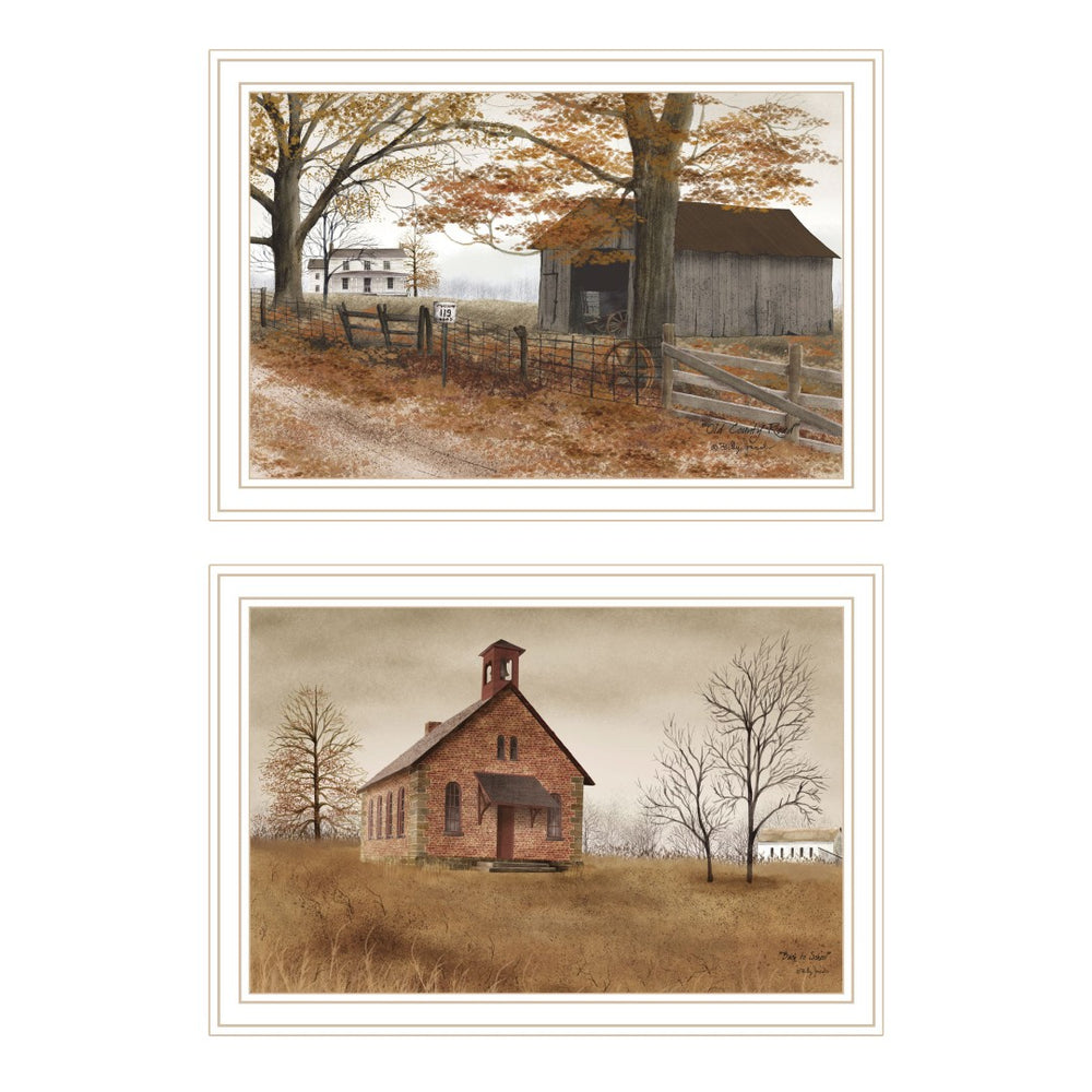HomeRoots Set of Two Framed Rustic Country Road Wall Art Prints - Timeless Décor for Any Room Style 571937