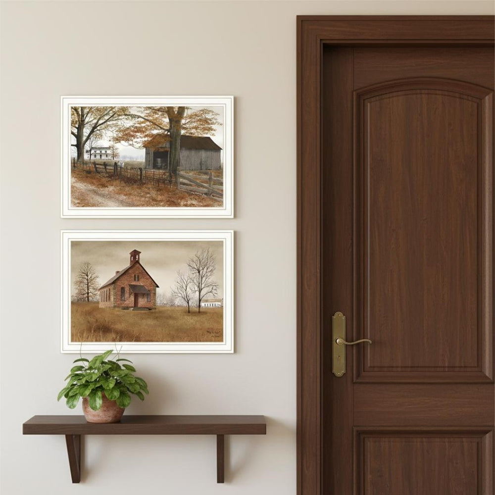 HomeRoots Set of Two Framed Rustic Country Road Wall Art Prints - Timeless Décor for Any Room Style 571937