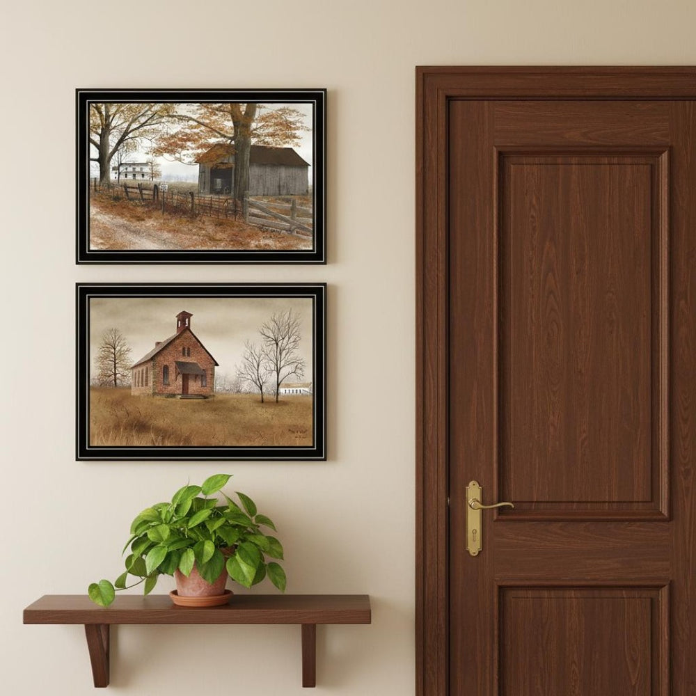 HomeRoots Set of Two Framed Country Road Wall Art Prints - Timeless Charm for Home Décor & Easy Hanging 571938
