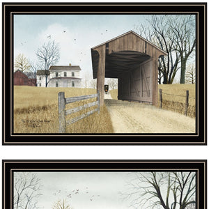 HomeRoots Set of Two Framed "Going to Market" Prints - Stylish Black Frame Wall Art for Any Room Decor 571939