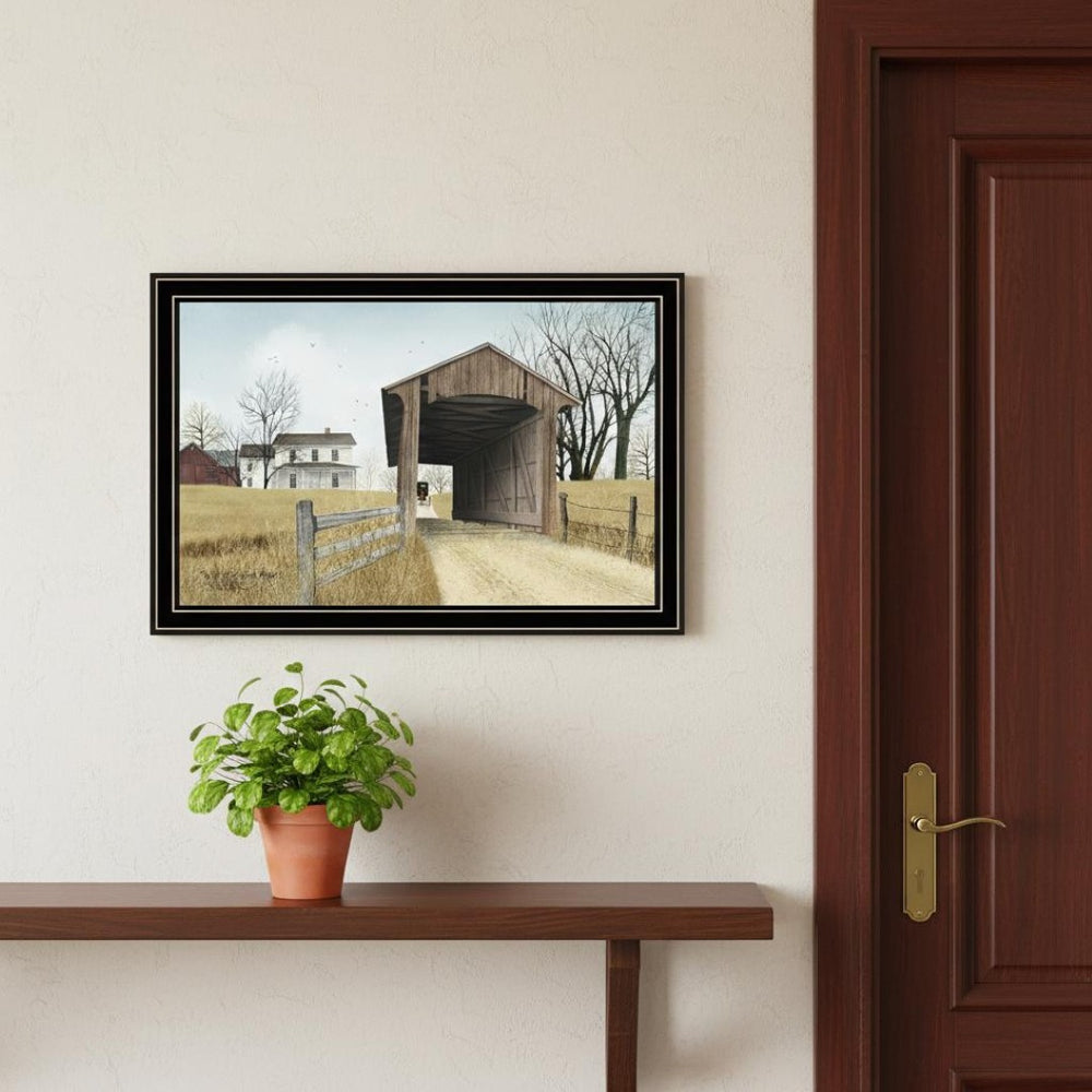 HomeRoots Set of Two Framed "Going to Market" Prints - Stylish Black Frame Wall Art for Any Room Decor 571939