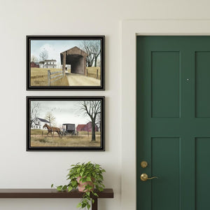 HomeRoots Set of Two Framed "Going to Market" Prints - Stylish Black Frame Wall Art for Any Room Decor 571939