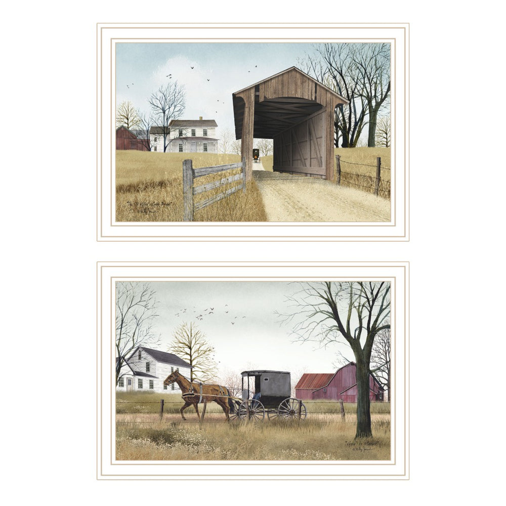 HomeRoots Set of Two Framed Wall Art - Stylish Acrylic Prints in White Frames for Modern Home Decor Elegance 571940