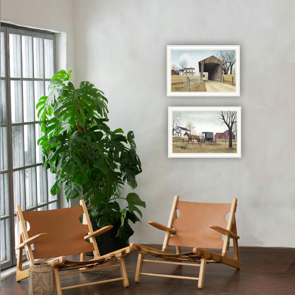 HomeRoots Set of Two Framed Wall Art - Stylish Acrylic Prints in White Frames for Modern Home Decor Elegance 571940