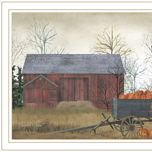HomeRoots Set of Two Framed Farmhouse Barn and Pumpkin Wagon Wall Art – Rustic Decor for Any Space 571944