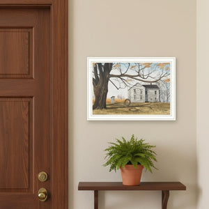 HomeRoots Set of Two Framed Farmhouse Barn and Pumpkin Wagon Wall Art – Rustic Decor for Any Space 571944