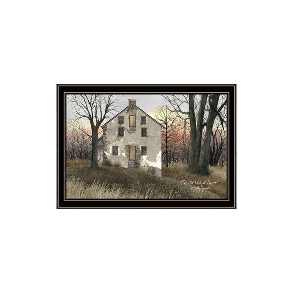 HomeRoots Set of Two Framed Wall Art – Classic Old Mill & Country Road Home - Timeless Décor for Any Space 571945