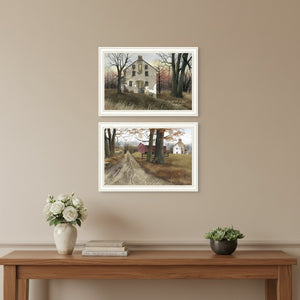 HomeRoots Set of Two Framed Wall Art - Timeless Old Mill and Countryside Road for Charming Home Decor 571946