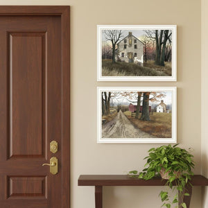 HomeRoots Set of Two Framed Wall Art - Timeless Old Mill and Countryside Road for Charming Home Decor 571946