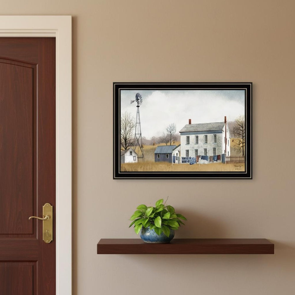 HomeRoots Set of Two Vintage Framed Wall Art Prints - "Washday" & "Granddad's Old Truck" for Home Decor 571947