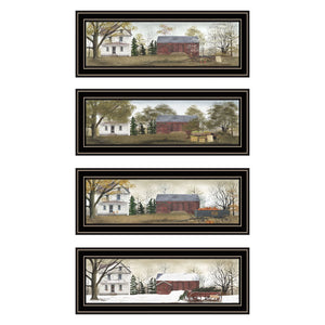HomeRoots Set of Four Billy Jacob's Seasonal Homesteads Framed Wall Art - Vibrant Decor for Any Room 571949