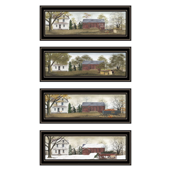 HomeRoots Set of Four Billy Jacob's Seasonal Homesteads Framed Wall Art - Vibrant Decor for Any Room 571949