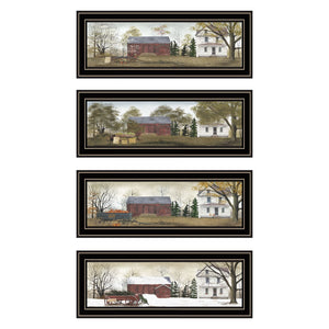 HomeRoots Set of Four Billy Jacob's Seasonal Homesteads Framed Wall Art - Vibrant Decor for Any Room 571949