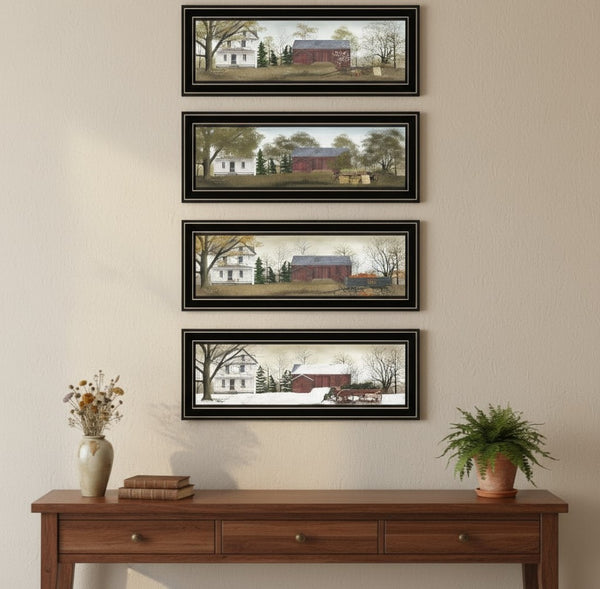 HomeRoots Set of Four Billy Jacob's Seasonal Homesteads Framed Wall Art - Vibrant Decor for Any Room 571949