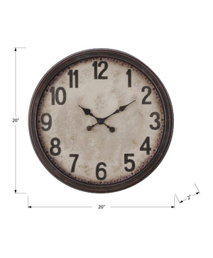 English Elm Clocks, 20" Antique Brown Wall Clock - Timeless Style With Quiet Movement For Any Room Decor B2710P287084