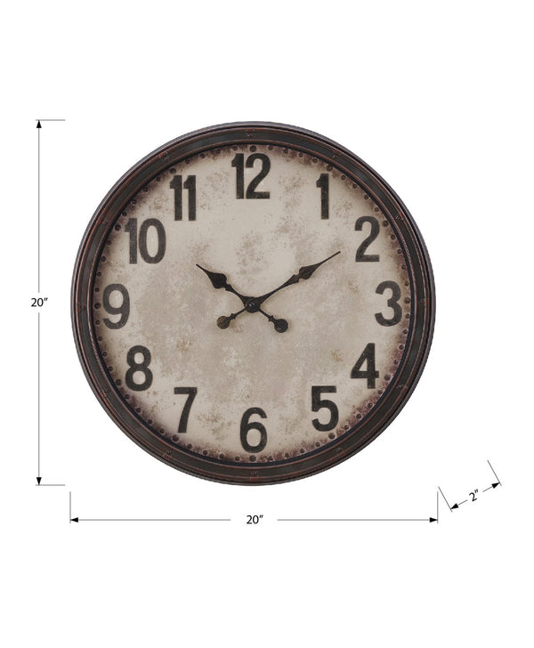 English Elm Clocks, 20" Antique Brown Wall Clock - Timeless Style With Quiet Movement For Any Room Decor B2710P287084