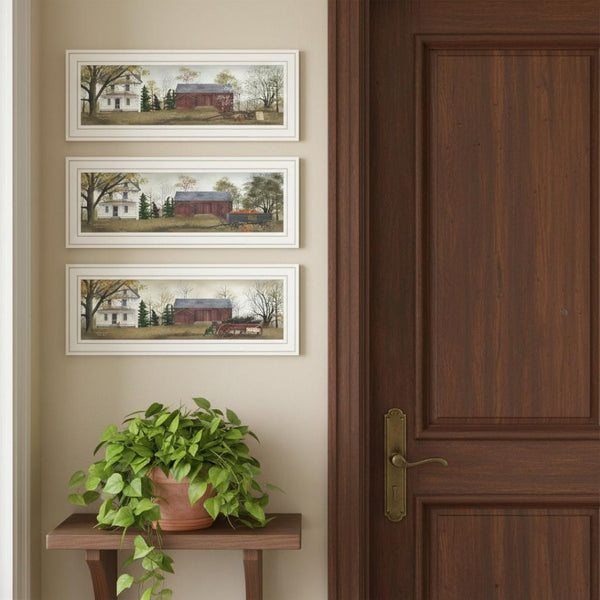HomeRoots Set of Four Billy Jacob's Seasonal Homestead Prints in White Frames - Elegant Wall Art Décor 571950