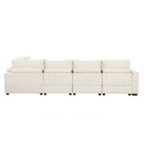 English Elm 121.3" Sectional Couch Sofa Bed Modular Sofa With Two Movable Ottomans For Living Room (Old Sku:N719S001640A), Beige