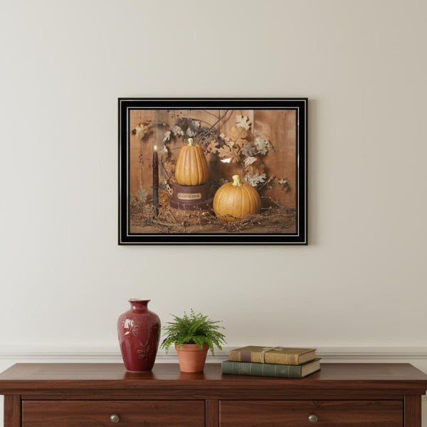 HomeRoots Set of Two Friends and Pumpkins Framed Wall Art - Modern Seasonal Decor for Home Charm 571951