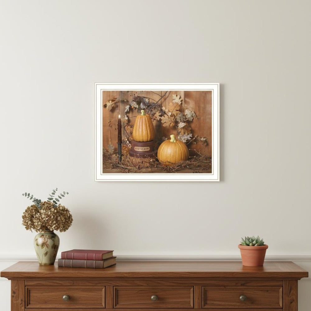 HomeRoots Set of Two Friends and Pumpkins Framed Wall Art - Vibrant Décor for Home, Living Room & Seasonal Display 571952